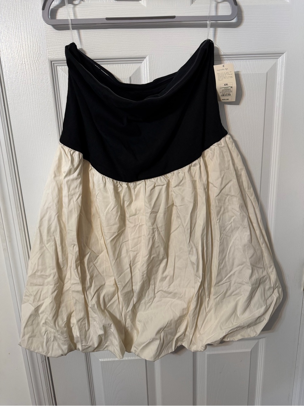 a new day Black and Cream Strapless Bubble Hem Dress